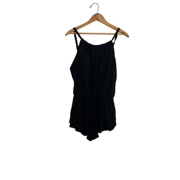 AQUA GREEN SWIMWEAR™️  Black Hi-Neck One-Piece Swim Romper M - Picture 1 of 12